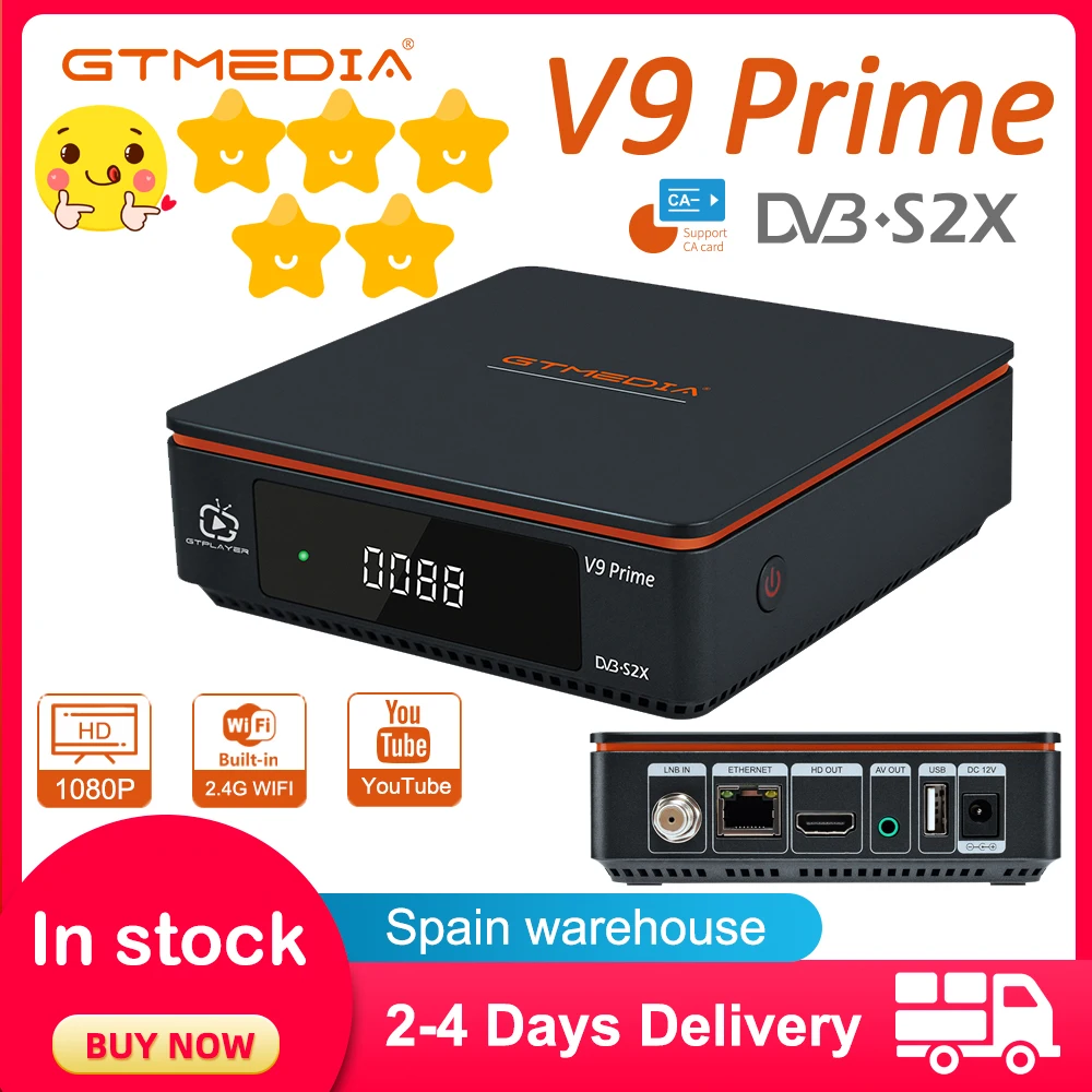 

GTMEDIA V9 Prime DVB-S2/S2/S2X спутниковый ресивер, обновленный GTmedia V9, супер Встроенный Wi-Fi h2.65 FTA, поддержка M3U CCAM
