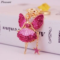 exquisite crystal angel girl keychain female bag accessories metal pendant keychain charm gift