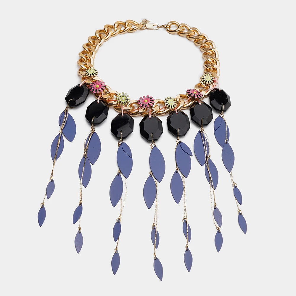 Ожерелье-цепочка женское с акриловой кисточкой J41 | Украшения и аксессуары