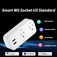 smart power strip wifi 2 us outlets plug 2 usb charging port timing app tuya app voice control work with alexa google assistant