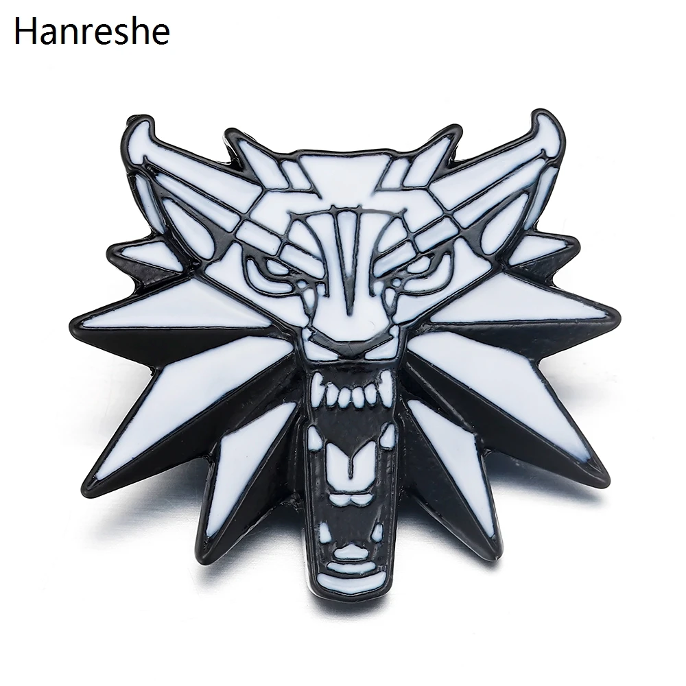 Ведьмак 3 Дикая Охота Волчья Голова эмалированная брошь красивое штырь отворотом