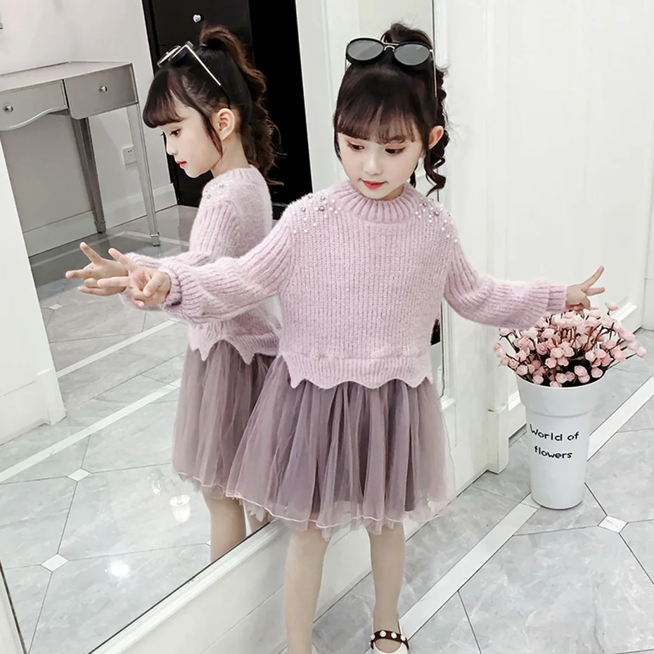 Трикотажное платье для девочек на осень/зиму | Детская одежда и обувь