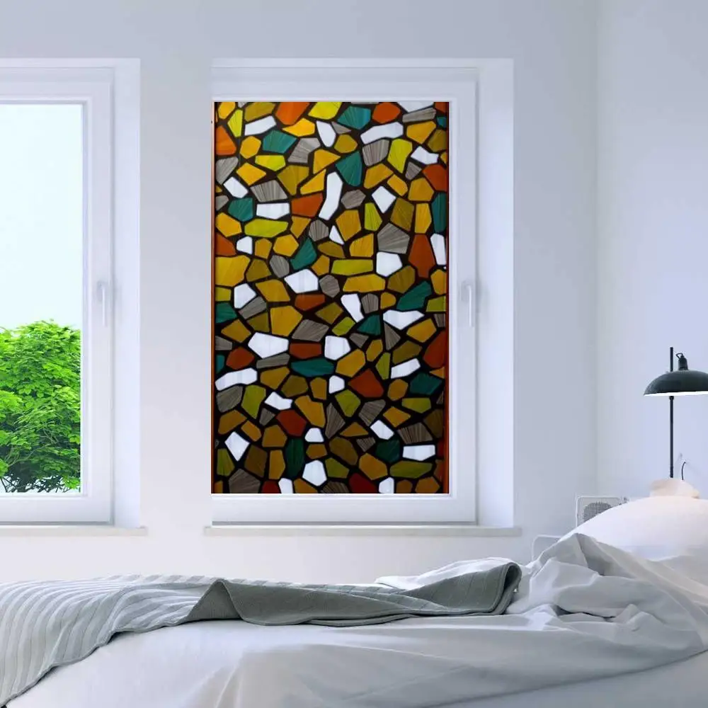 Наклейки окна с цветным камнем и декоративная пленка для стекла оконная