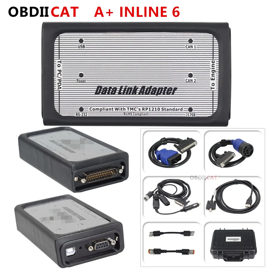 A+ INLINE 6 V8.7 Data Link Adapter Heavy Duty Diagnostic Tool Scanner Supports SA-E J1708/J1587 And J1939/CAN Data Links