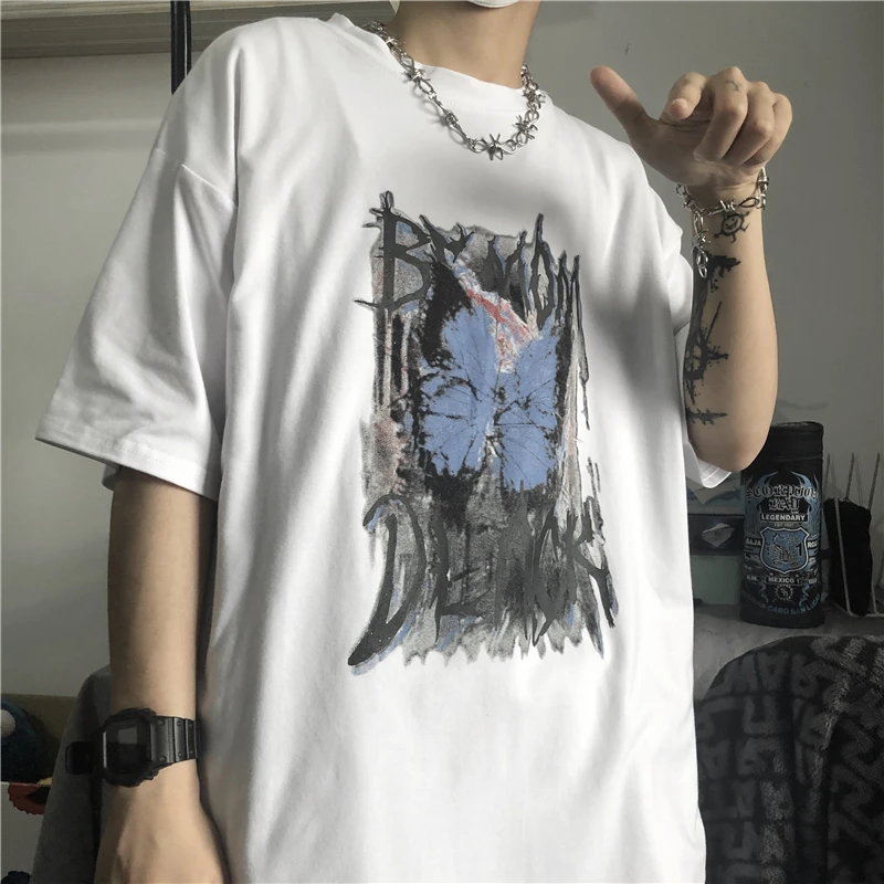 

Summer High Street Diablo Short-sleeved Pullover Men's Casual T-shirt Male Students Korean Loose Tops 2021 Trendy Male Clothing