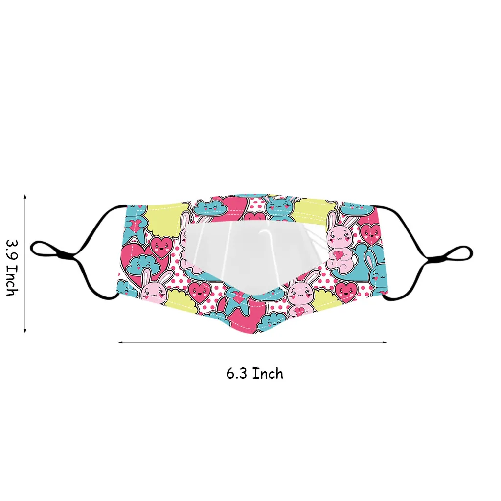 

5pc Mouth Masks Children Halloween Pumpkin Print Adjustable Mask With Clear Window Visible Expression For Deaf Mute Mascarar