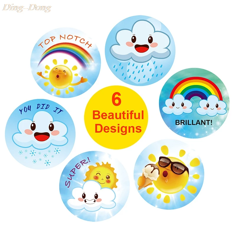 

500pc/Roll Lovely Weather Decorative Adhesive Reward Sticker For Students Gifts