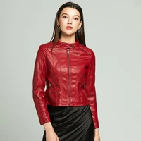 will code of autumn pu woman leather clothing loose coat maam locomotive serve