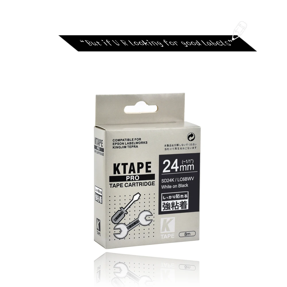 CIDY белая на черном SD24K SD24KW/lc6bv мощная клейкая лента кассета для kingjim/epson