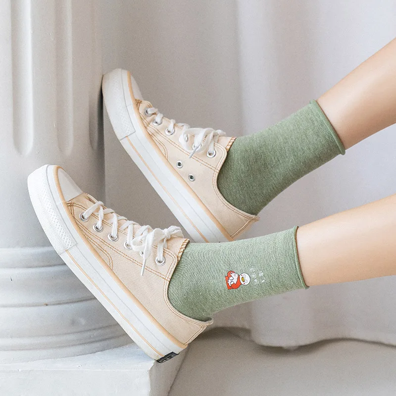CARTELO New Solid Color Cartoon Pattern Women Socks Fashion Cute Sport Breathable Cotton Stockings Носки женские Meias Femininas
