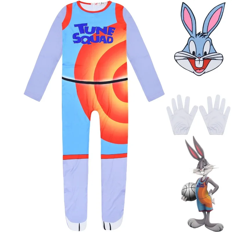 

New Movie Air slam dunk Kids Cosplay Space Jam 2 Halloween Costume Bugs Bunny Bodysuit Fancy Set Children Performance Costume