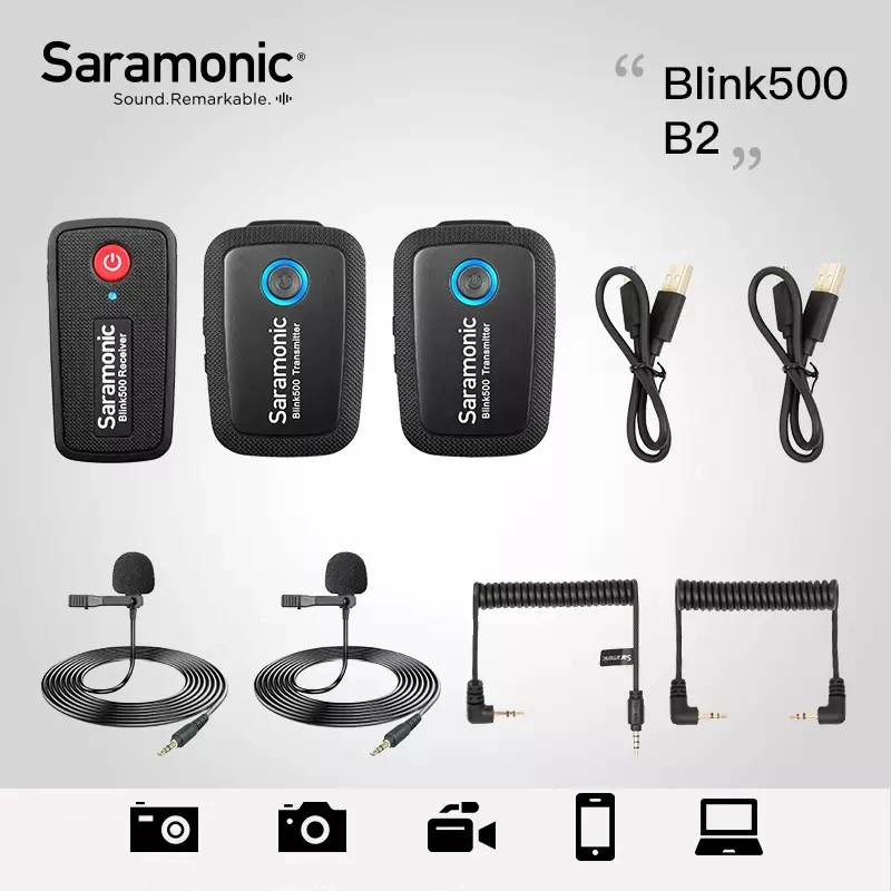 Blink 500 B2 Saramonic Blink500 беспроводной микрофон профессиональный голосовой Студийный микрофон для DSLR телефона Ноутбук с камерой для просмотра Youtube Vlog - Цвет: Blink 500 B2