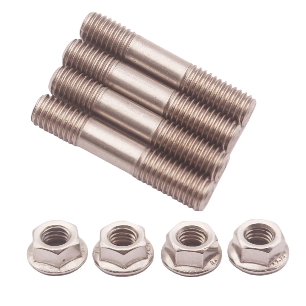 4 шт./компл. 304 SS M8X1.25 шпильки и фланцевые гайки 42 мм для выхлопных газов T25 T28