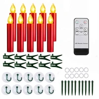 10pcs christmas tree led candle flickering flame with remote control halloween birthday decorative window candles suction cup
