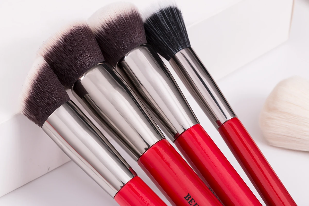 BEILI Red 30 шт. набор профессиональных кистей для макияжа, натуральные волосы, пудра, Тональная основа, румяна, тени для век, подводка для бровей, Кисть для макияжа, инструмент