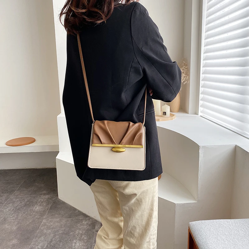 Новинка 2020 модные женские кожаные сумки дамские Лоскутные через плечо с рюшами