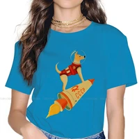 space rocket dog o neck tshirt laika flying to the sky fabric basic t shirt girl new design 4xl hot sale