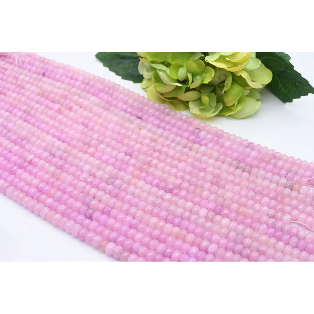 

5X8mm Natural Faceted Powder jade Round stone beads For DIY Bracelet Necklace Jewelry Making Strand 15"