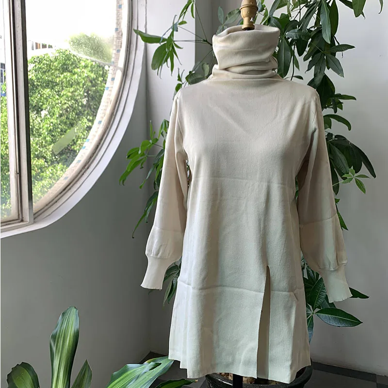 Женское длинное платье водолазка Теплое повседневное макси в Корейском стиле