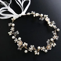 elegant bridal wedding hair accessories crystal pearl flower girl headband ribbon headpiece hair jewelry accessories