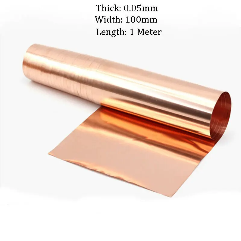 

Thickness 0.05mm X Width 100mm X Length1000mm 99.9% Pure Copper T2 Cu Metal Sheet Foil Plate Strip 1 Meter 1Pc