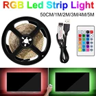 USB 5V RGB Светодиодная лента подсветка для телевизора 2835 гибкая светодиодная лента ИК-управление Диодная Лента светодиодная RGBW Водонепроницаемая настольная лента для лампы