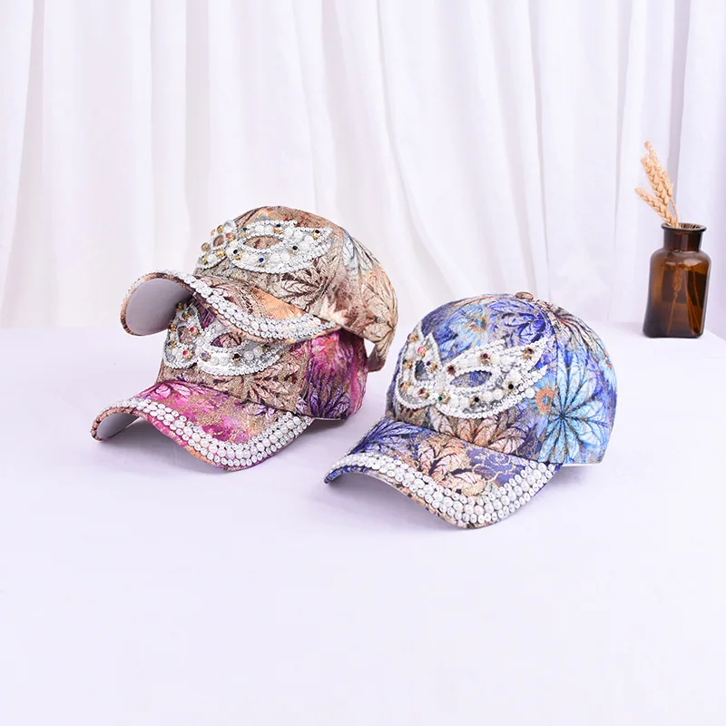 New Handmade Pearl Women Baseball Cap Spring Summer Ladies Elegant Leaf Diamond Sun Hat Fashion Luxury Travel Children Cap