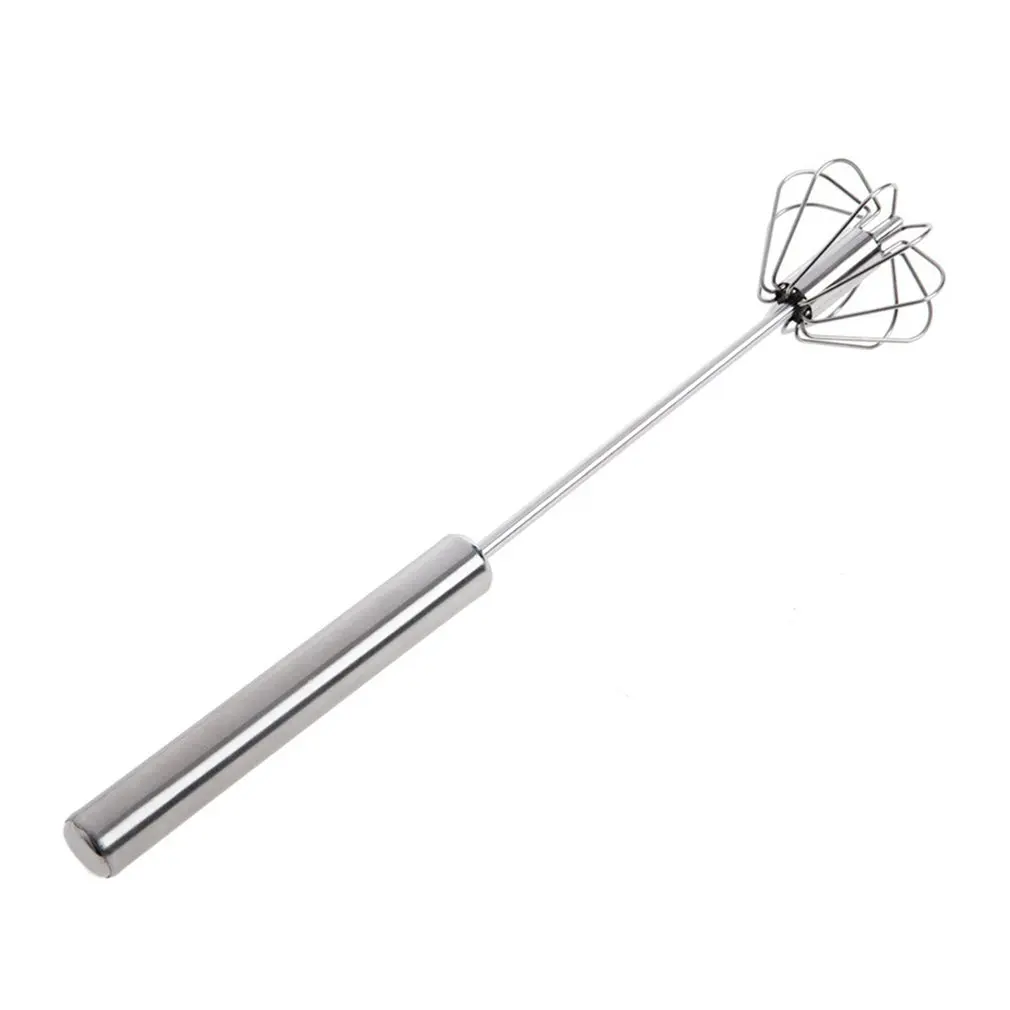 

10 Inch Stainless Steel Rotary Spinning Manual Whisk Stainless Steel Whisk Cream Whisk Durable Baking Tool