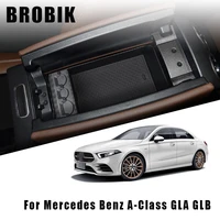 brobik for mercedes benz a class gla glb 2019 2020 central armrest box storage box center console accessories black coin box