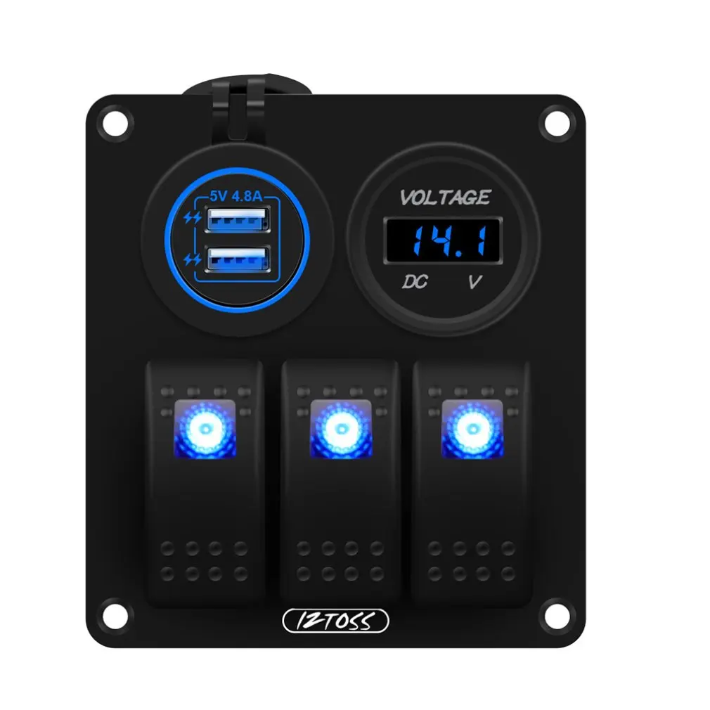 1 Set Modified 3-Position Switch Panel 12 / 24V Ship Yacht Multi-Function Aluminum Control |