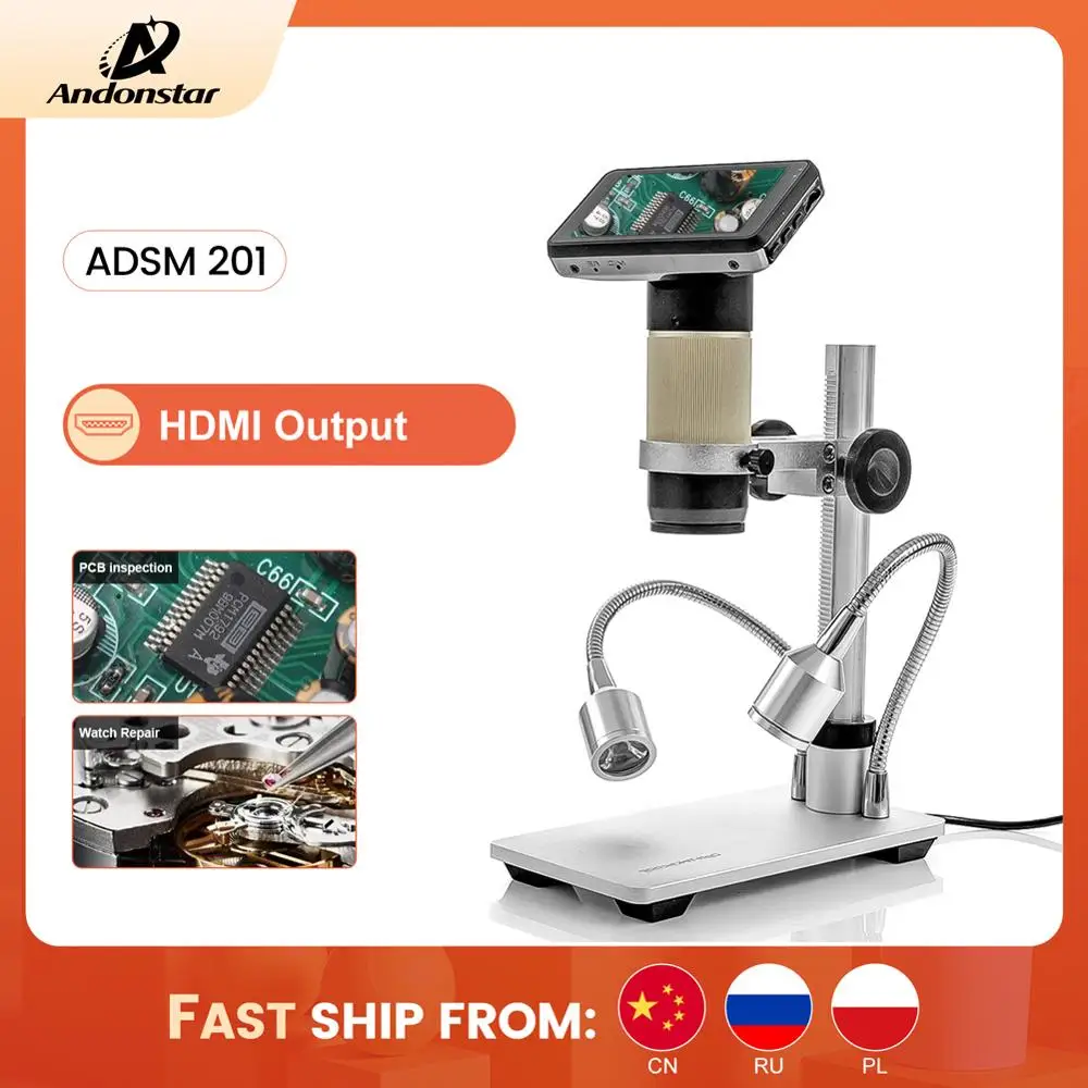 Andonstar ADSM201 HDMI Digital Microscope 1080P Soldering Tool Long Object Distance For PCB Check Phone Repair Jewelry Appraisal
