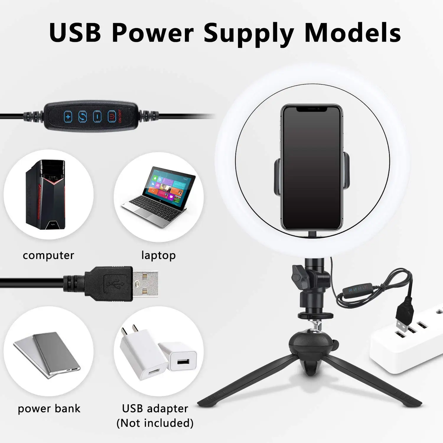 С регулируемой яркостью Беспроводной Bluetooth 10 &quotсветодиодный кольцевой