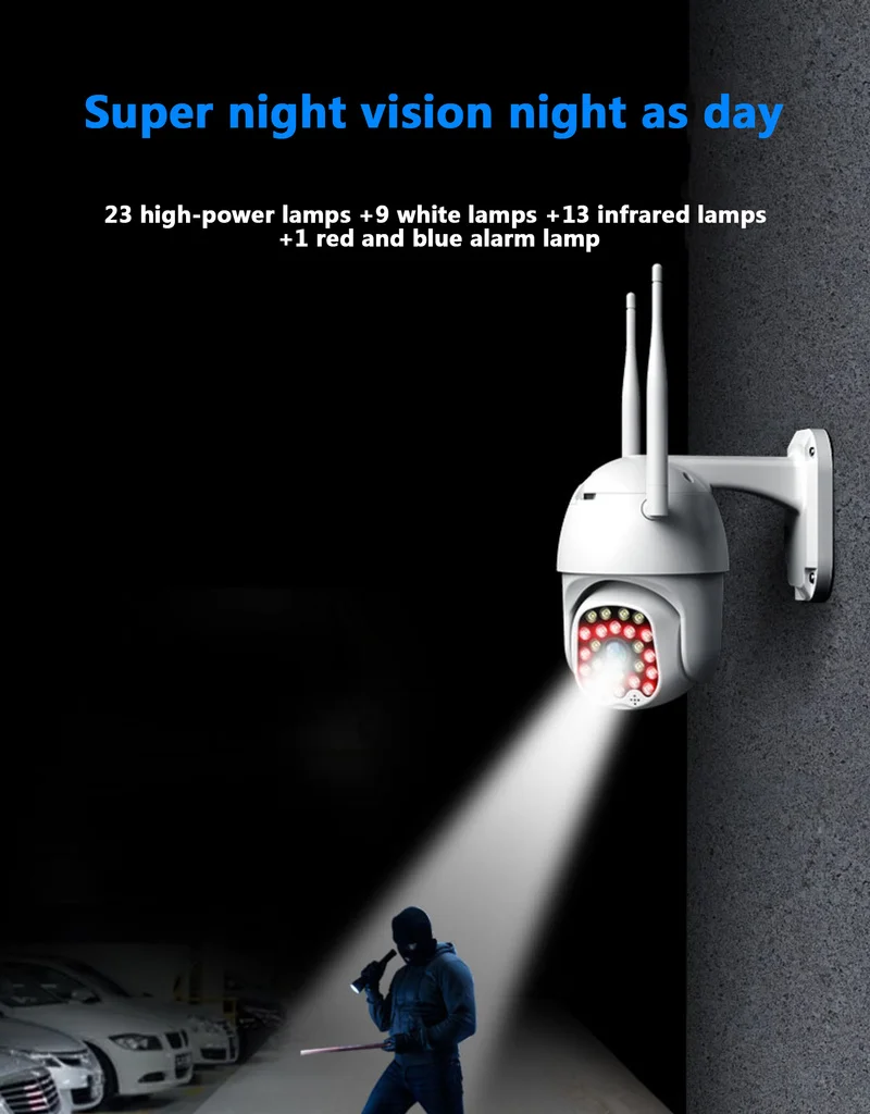 Беспроводная Wifi ip-камера 1080P PTZ 23LED наружная скорость купольная камера безопасности панорамирование 5X цифровой зум сеть видеонаблюдения