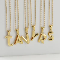 zj wholesale minimal solid a z initials pendant necklace stainless steel tarnish free letter choker street style fashion jewelry