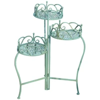 fold 3 tier retro vintage iron stand for flower pot