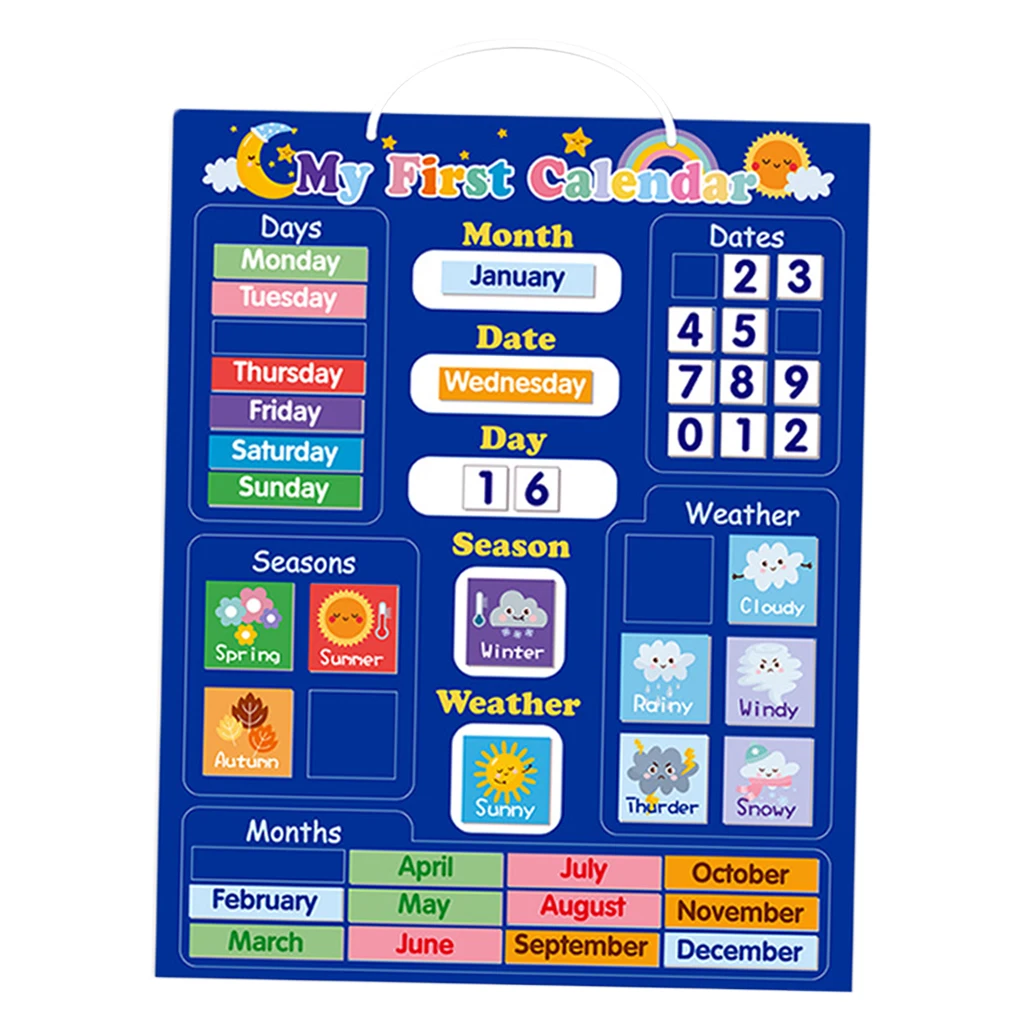 

Circle Learning Time Center Pocket Chart Preschool Education Developmental Pocket for Kids Children