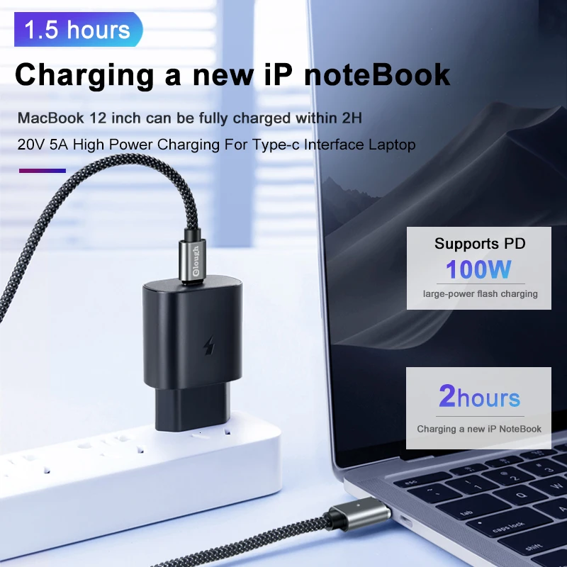 Elough 5А 100 Вт PD Магнитный кабель USB Type C к для Huawei P40 Samsung Note 10 MacBook Pro быстрой зарядки
