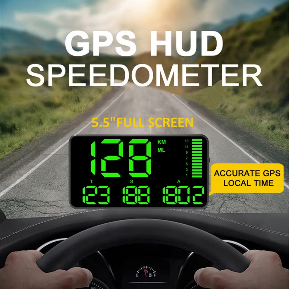 

Универсальный GPS проекционный дисплей на лобовое стекло HUD Автомобильный спидометр км/ч миль/ч проекция ускорения сигнализация на автомоби...