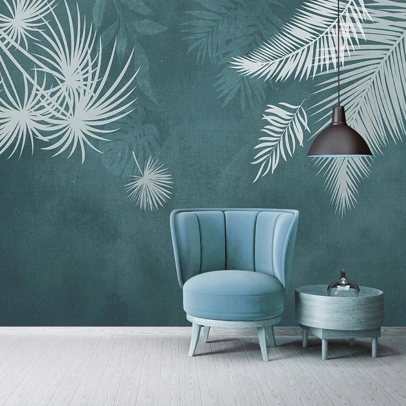 

Modern Hand-painted Tropical Plant Leaves Photo Murals Custom Any Size Wall Coverings Art Decor Wallpapers Papel De Parede Sala