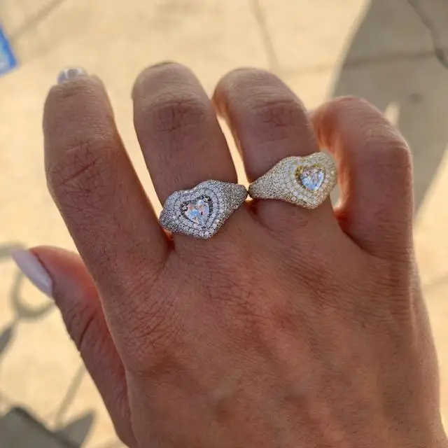 Позолоченные Модные трендовые кольца с микро-ПАВЕ полная Искрящаяся форма