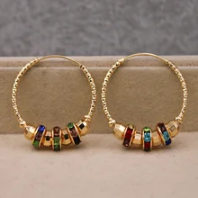 Fashion Trendy Statement Hoop Earrings for Women Gold Color Rainbow Earring Luxury Jewelry accessorie for Wedding Anniversary