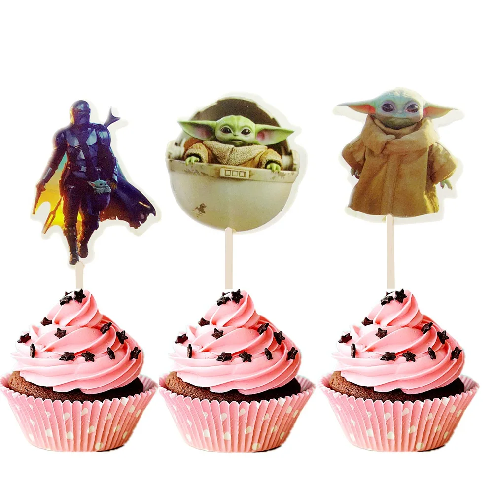 24 шт. мультяшный мандалор малыш йода Звездные войны кекс карточка вставка