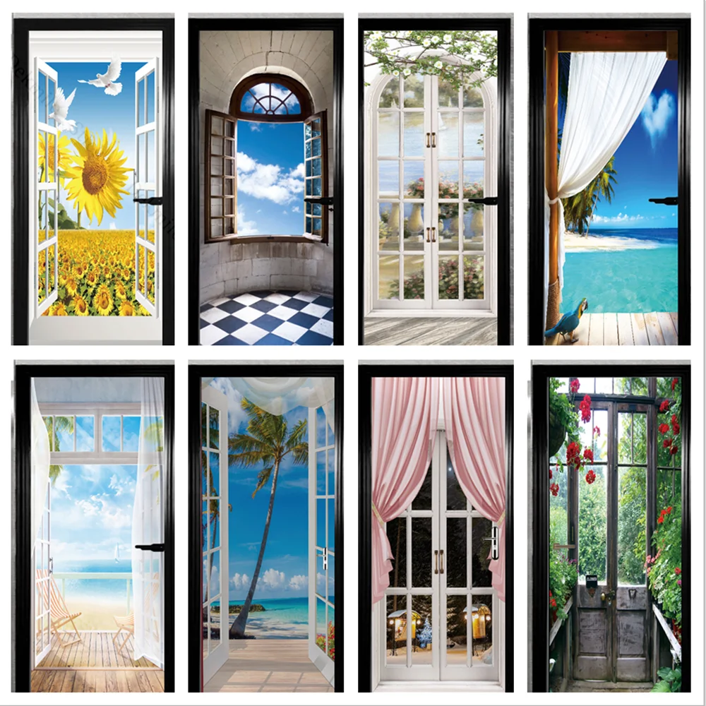 

Наклейка на окно сезона, пейзаж, s, дверь, самоклеящаяся, ПВХ, водостойкая, домашний декор, постер, наклейки, красная телефонная будка, фрески