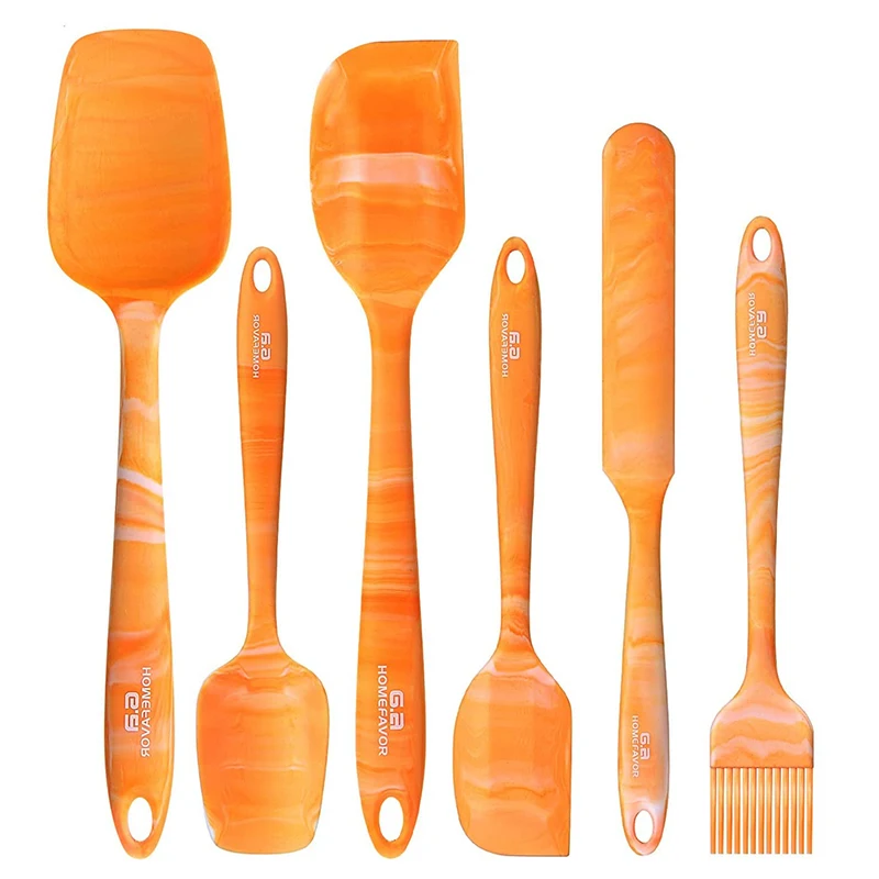 6 Pcs Kitchen Utensils Set Kitchenware Spatula Spoon Scraper Brush BBQ Tools Silicone Baking Cooking Cake Accessories | Дом и сад