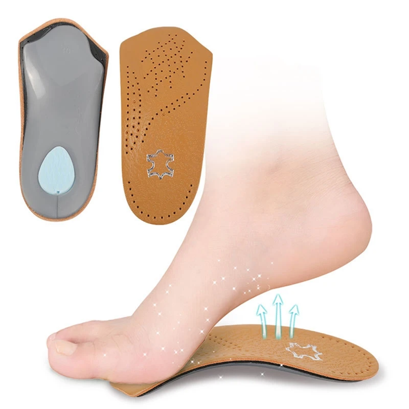 

1 Pair Hot Sale New Unisex 3/4 Length Leather Insole Flat Foot Orthotic Insoles Insoles Foot Tool Arch Support Half Shoe Pad