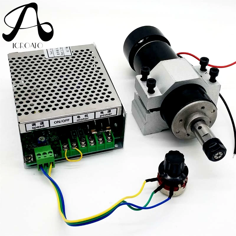 Двигатель шпинделя 500 Вт с воздушным охлаждением + Хомуты 52 мм регулятор скорости