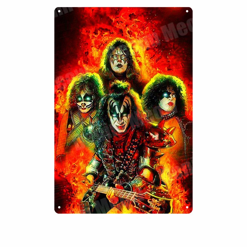 P Kiss Band табличка винтажная металлическая жестяная вывеска домашний бар Паб Клуб декоративные металлические тарелки музыка рок наклейки на стену железный Арт плакат MN5 - Цвет: P