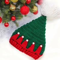 1pc baby christmas red hats newborn hand knitting wool girls hat photo props accessory infant cap