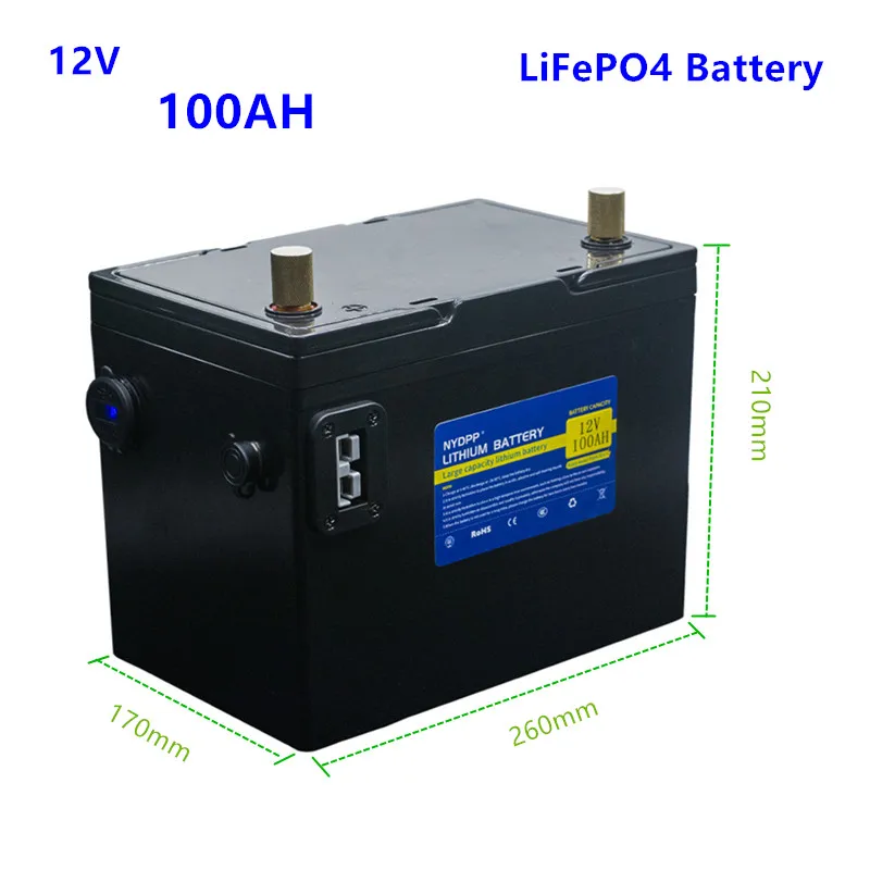 Аккумулятор LiFePO4 12 В 100 Ач с Bluetooth комплект литиевых батарей lifepo4 зарядным