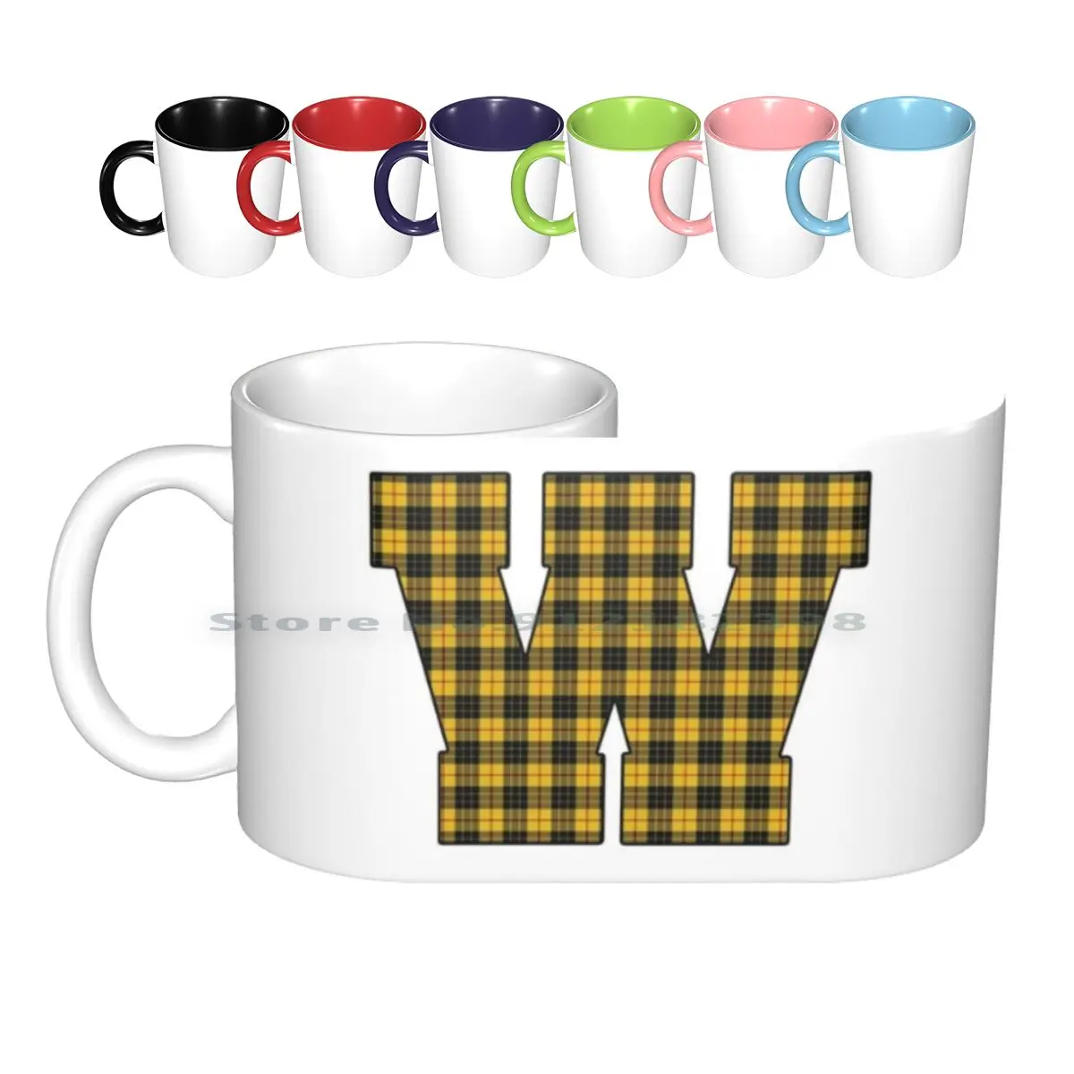 

Wooster в клетку, керамические кружки, кофейные чашки, кружка для молока и чая, для колледжа Wooster, Университет Огайо, колледж Wooster Fighting Scots